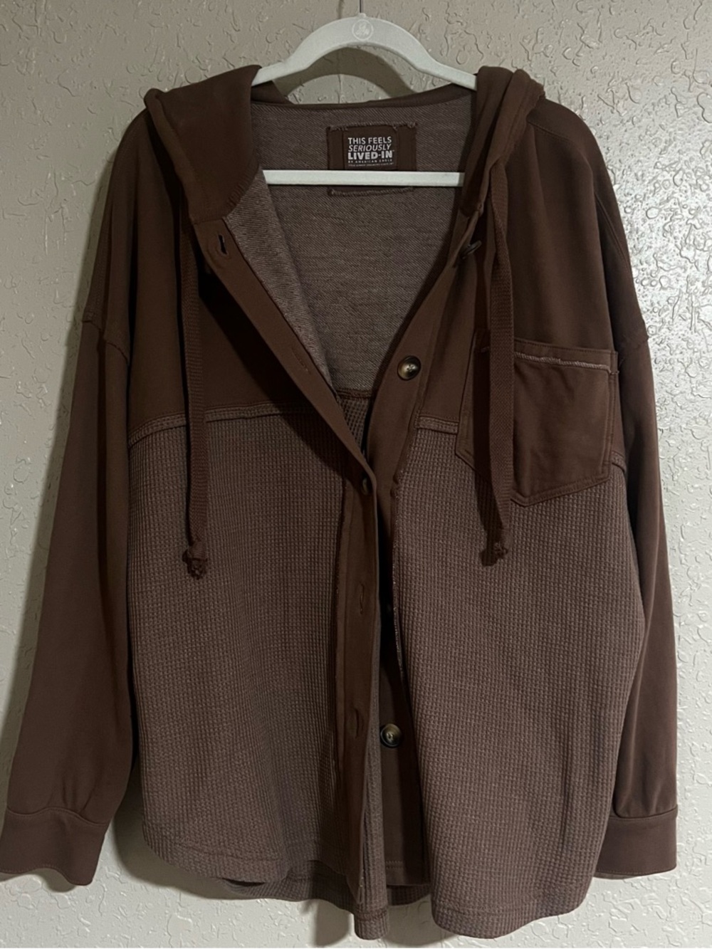 American Eagle Brown Waffle Shacket Size Medium